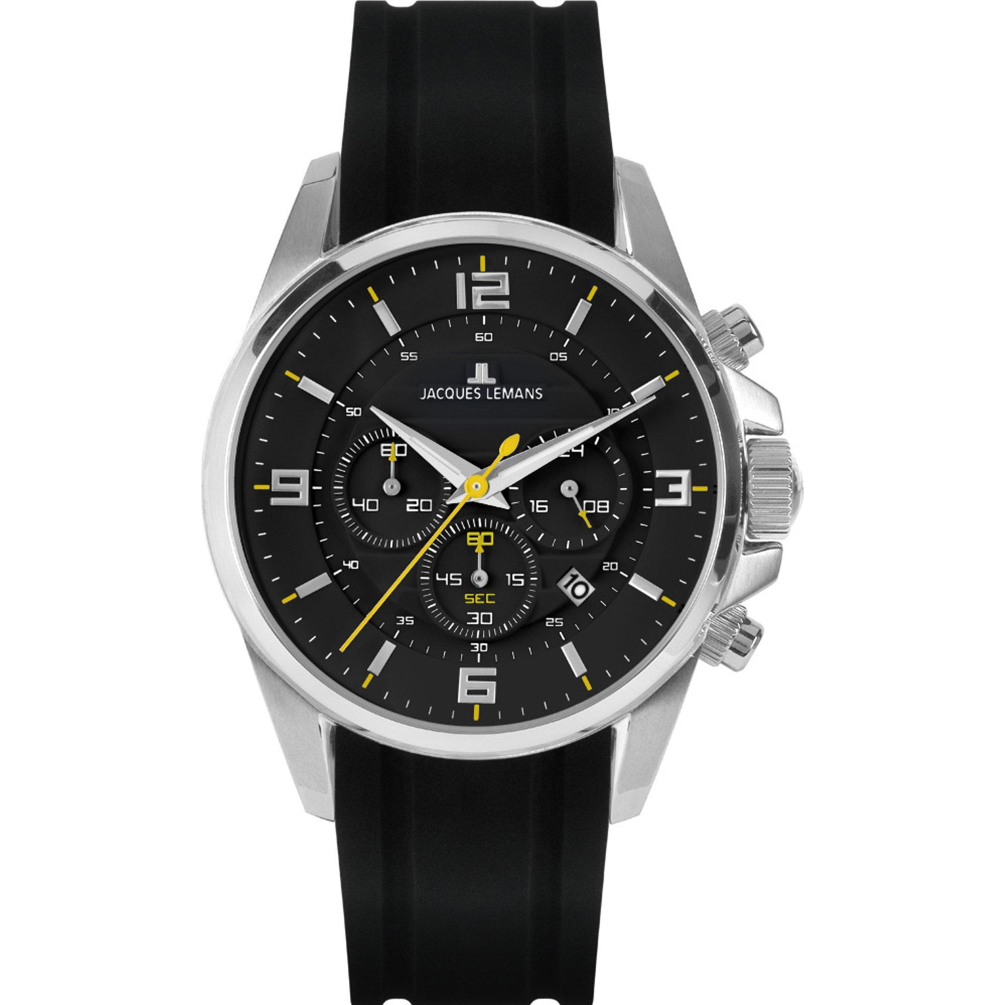 Jacques Lemans, Armbanduhr, Chronograph Sport, Silber, (Chronograph, 44 mm)