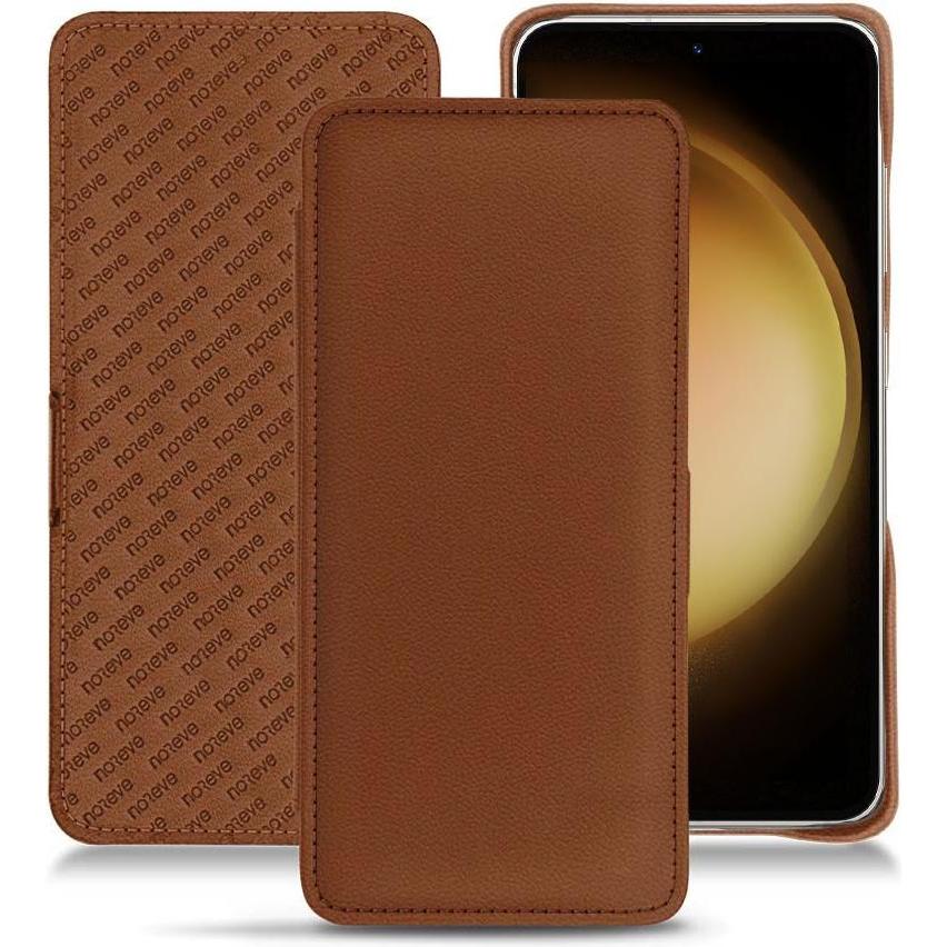 Noreve Lederschutzhülle horizontal (Samsung Galaxy S23+), Smartphone Hülle, Braun