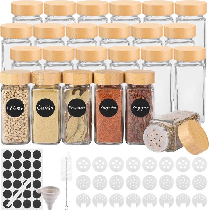 Actual product image Withosent Set of 24 spice jars with screw cap