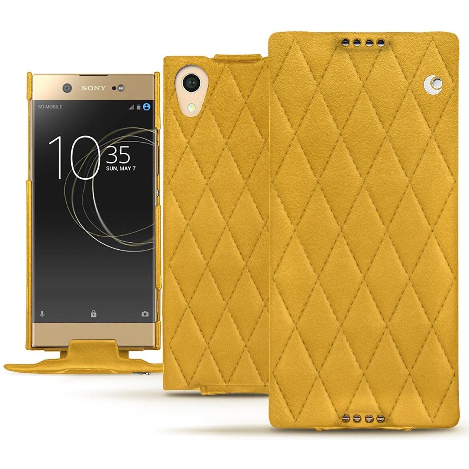 Noreve Lederschutzhülle vertikal (Sony Xperia XA1 Ultra), Smartphone Hülle, Orange