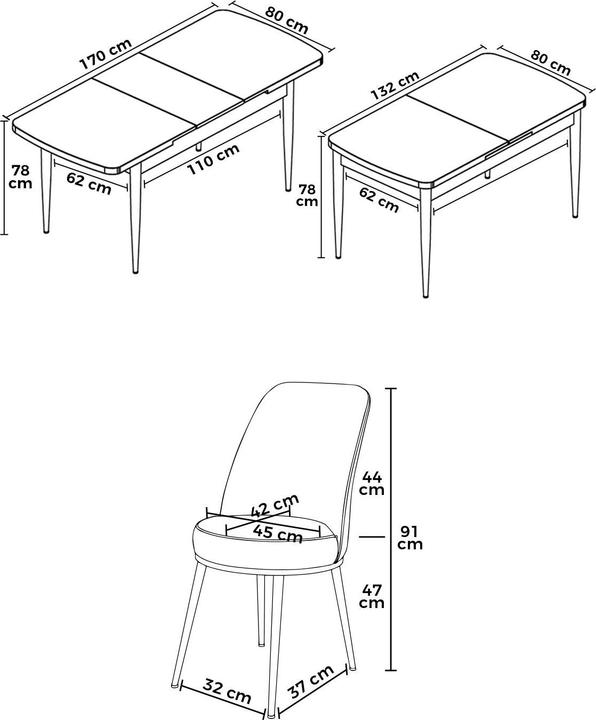 Actual product image Hanah Home Zen Extendable Dining TableChairs Set (MDF, Metal)