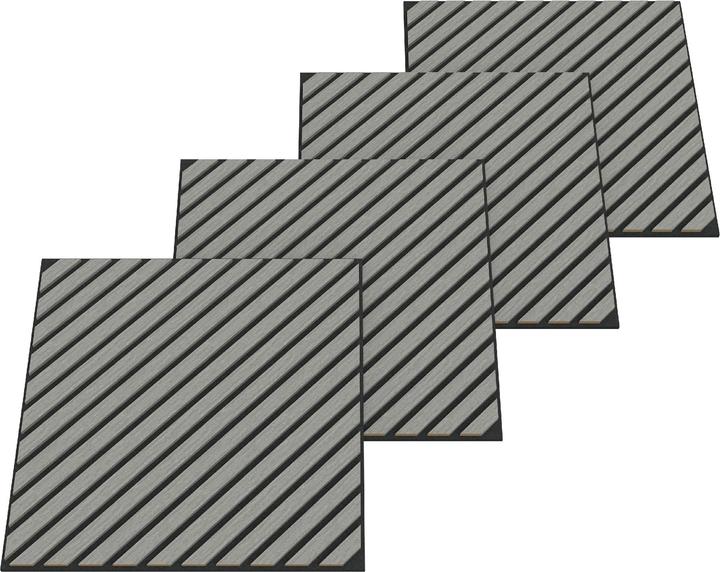 neu.holz Akustik-Wandpaneel 4er Set Vang diagonal 1,44 m² Eichenoptik, hellgrau ()
