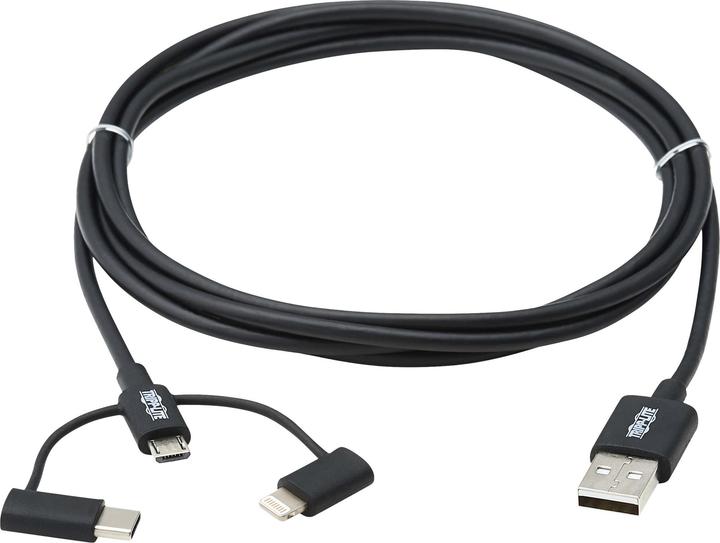 Actual product image Eaton Universal USB-A to Lightning USB Micro-B and USB-C Sync/Charge Cable M/3xM MFi Certi (1.83 m, USB 2.0, 60 W)
