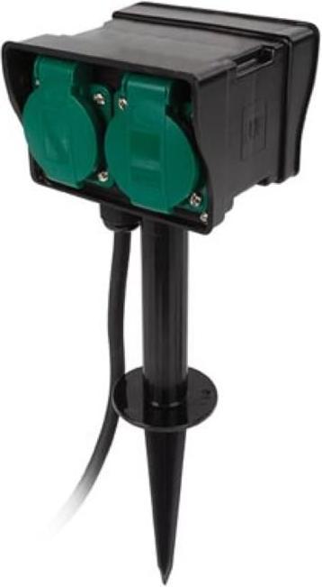 Actual product image Velleman 2-Way Garden Socket With Timer - For Outdoor Use - Schuko (2 x, CEE 7/3, 1.50 m)