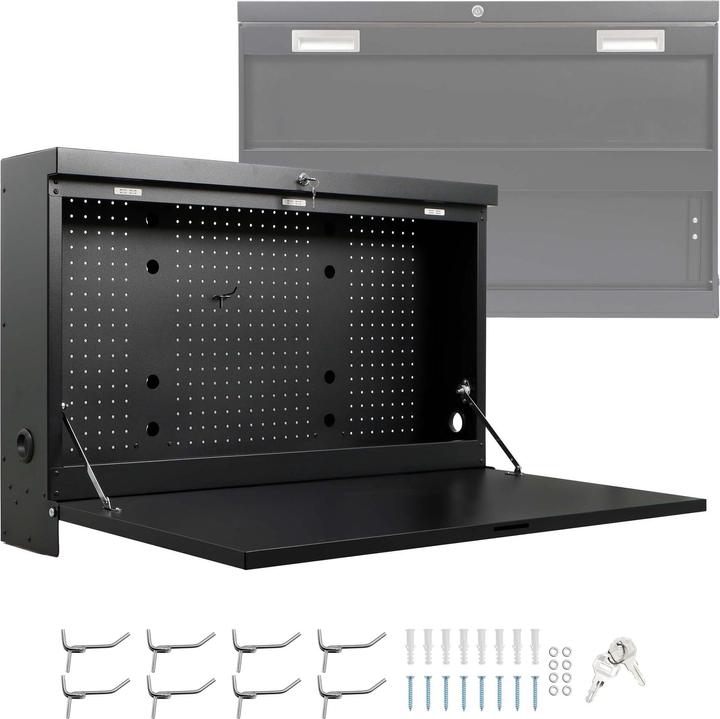 Image du produit Wiltec Établi mural pliant 912x200x610mm 50kg max Acier Verrouillable Accrochage (69 cm, 91.20 cm)