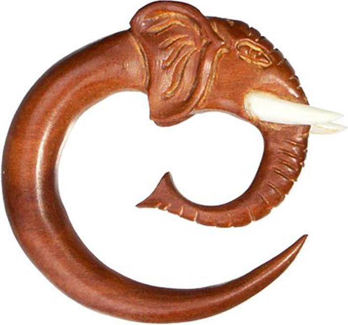 Image du produit Star Piercing Poids d'oreille spirale éléphant en bois de rose (sans laiton, Organique)