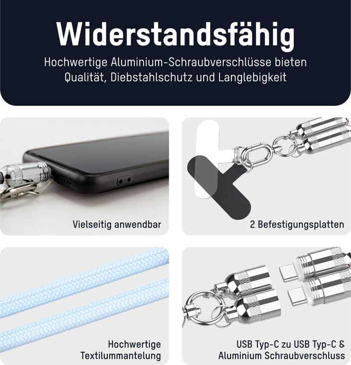 Actual product image Ansmann Lanyard Kabel USB Typ-C zu USB Typ-C 120cm / blau (1.20 m, 60 W)