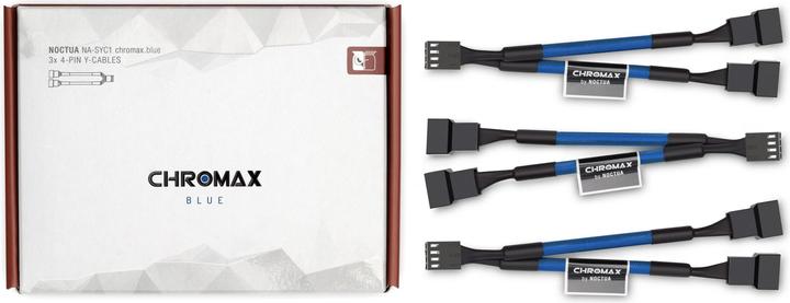 Actual product image Noctua NA-SYC1 chromax.blue Y-splitter cable set for fans (11 cm, 4 pin CPU)