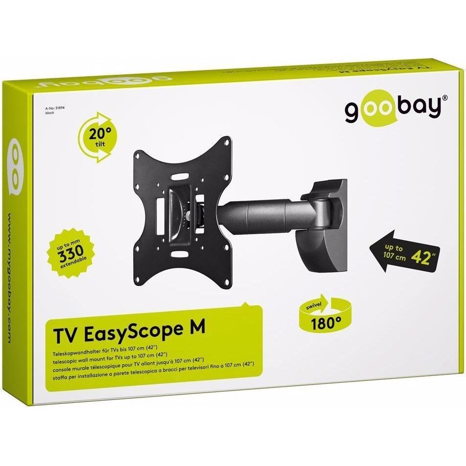 Thumbnail - Goobay EasyScope M (Wand, 42", 30 kg), TV Wandhalterung, Schwarz