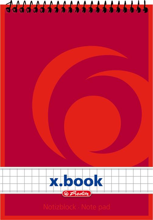 Actual product image Herlitz Spiral notepad x.book, DIN A6, 50 sheets, squared (A6, Checked)