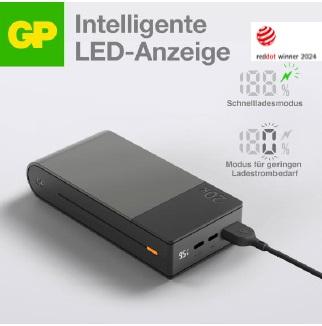 Actual product image GP Batteries GP PowerBank M2+ 20C 20000mAh 2xUSB-C/1xUSB-A black LED indicator (20000 mAh, 22.50 W, 74 Wh)