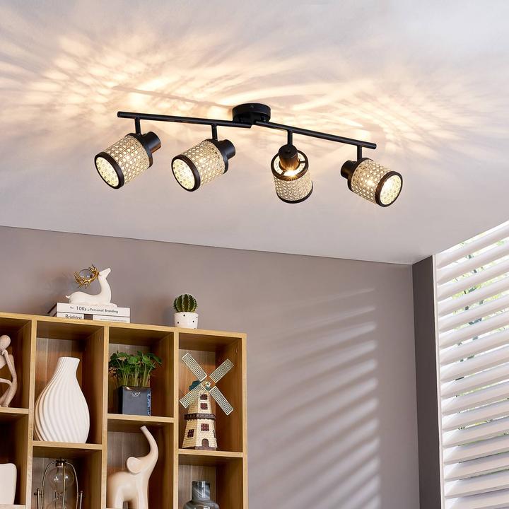 Produktbild Lindby Yaelle Spot Metall Rattan vierflammig (E27)