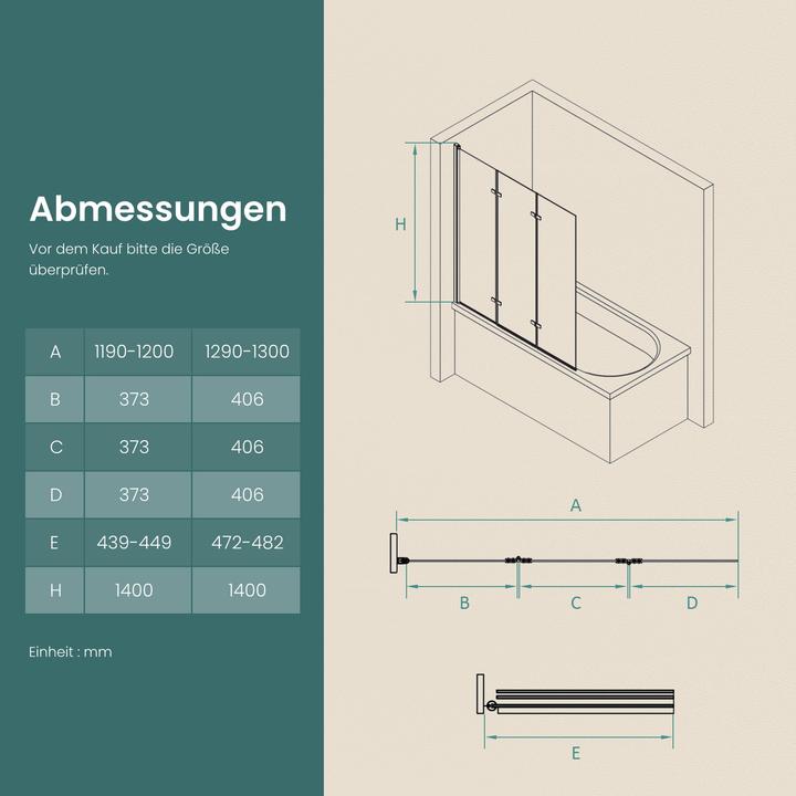 Produktbild Emke Badewannenaufsatz (120 cm, 120 cm, 140 cm)