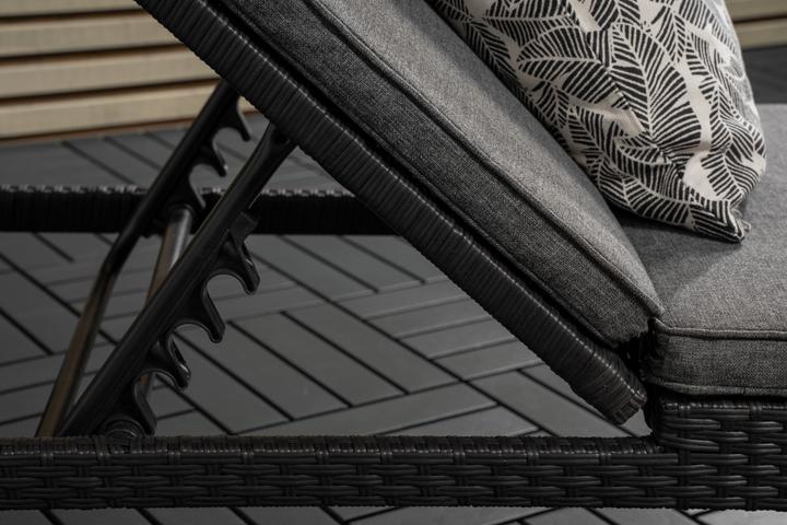 Produktbild Venture Home London Sonnenbed mit Kissen - Polyrattan - Schwarz/Grau (9262-001) (197 cm)