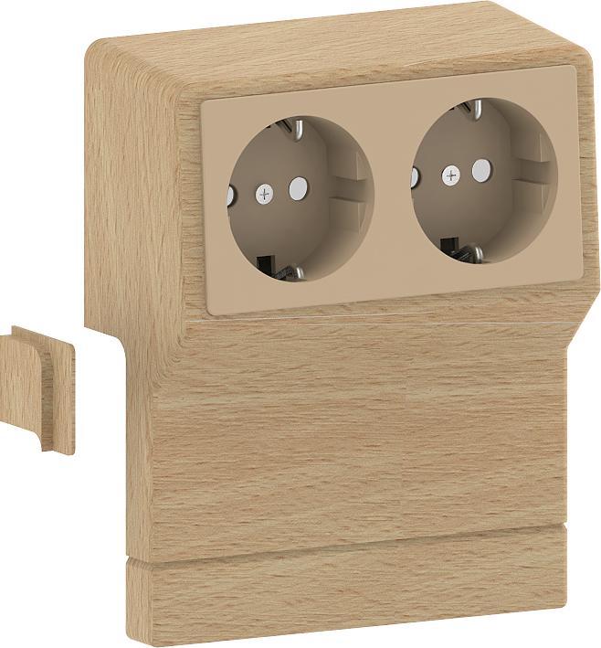 Actual product image GGK Schuko device holder, 2-gang with 4005 erh. Touch plate for SL/ SLT-GT beech (Duct, 33 cm)