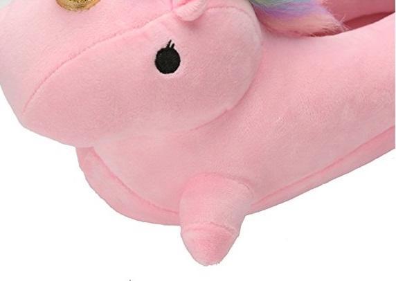 Produktbild MU Classic Einhorn Slipper Hausschuhe - Finken aus Plüsch - Grösse 35-41 - rosa (35, 36, 37, 38, 39, 40, 41)