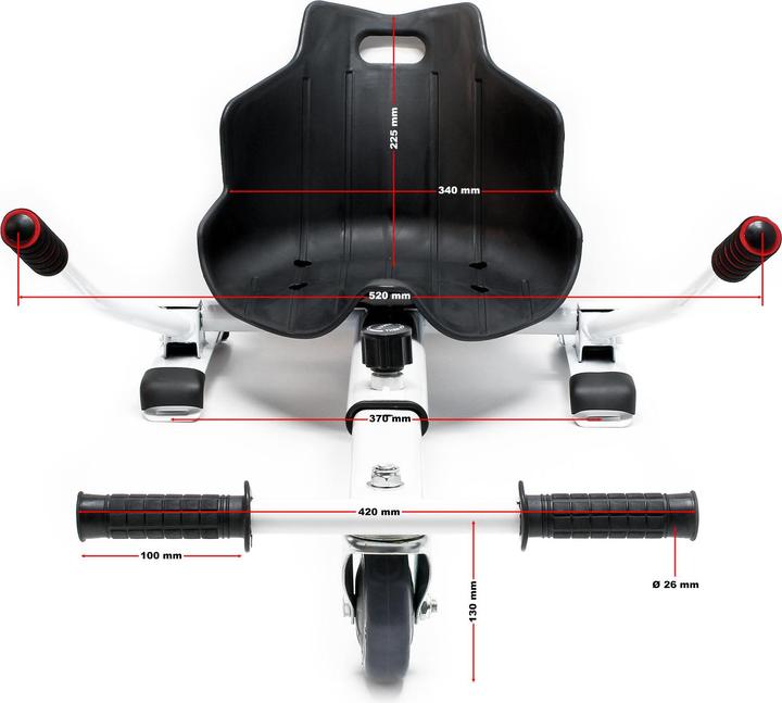 Produktbild Wiltec Sitzscooter Blau verstellbarer Kartsitz 120kg kompatibel mit Hoverboard