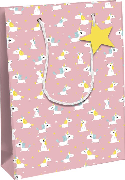 Pink background with unicorns