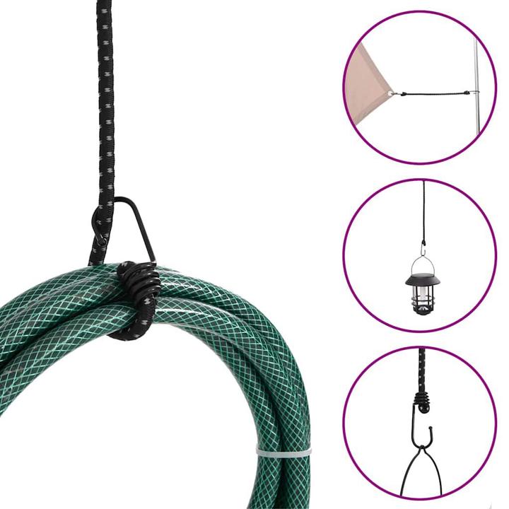 Image du produit VidaXL Cordes en caoutchouc réfléchissantes avec crochet 10 pcs. 46 cm