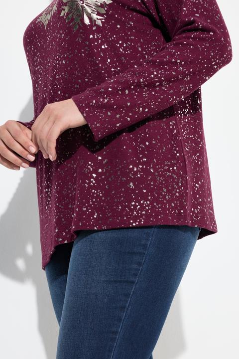 Produktbild Ulla Popken Sweatshirt, Metallic-Druck, V-Ausschnitt, Langarm (58, 60)