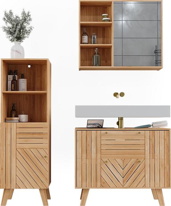 Esprit Badezimmer Set Home Beige trkis Bambus ABS Dolomite 9 x 8,5 x 19 cm  (2 Stck)