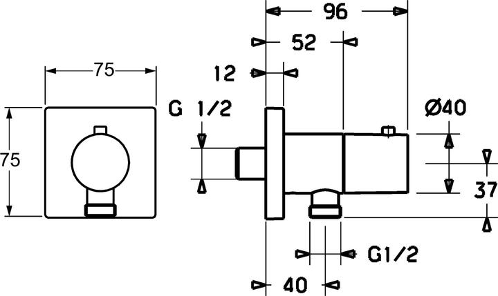 Produktbild Hansa Wandanschlussbogen, eckig, 75x75 mm, chrom