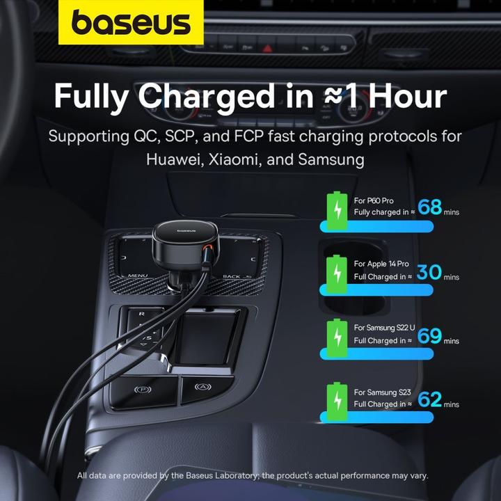 Image du produit Baseus Car Charger Enjoyment USB-C with USB-C cable and Lightning  60W
