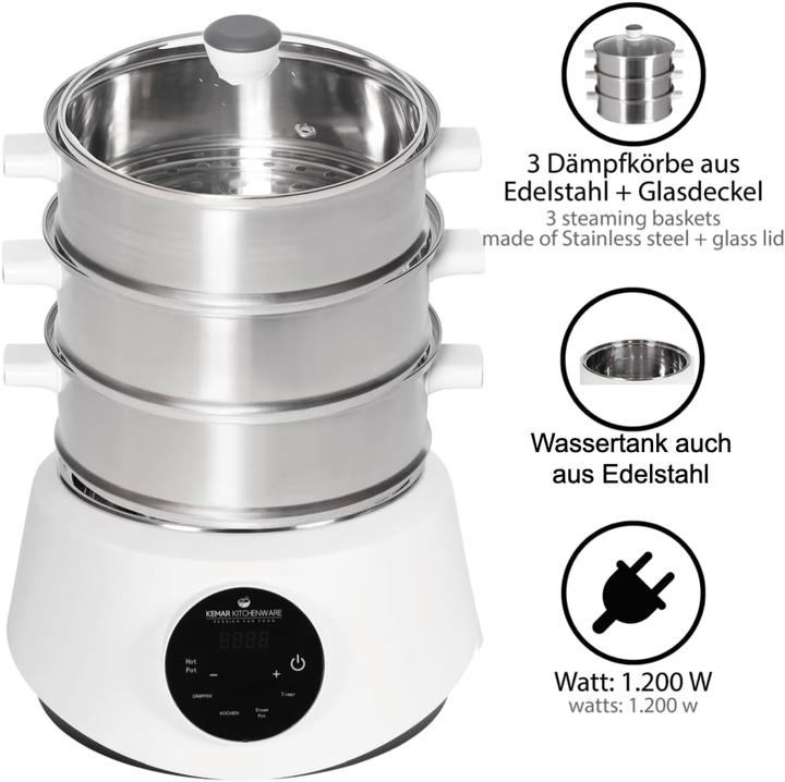 Produktbild KeMar Kitchenware Dampfgarer & Hot Pot mit Touch Display und Timer