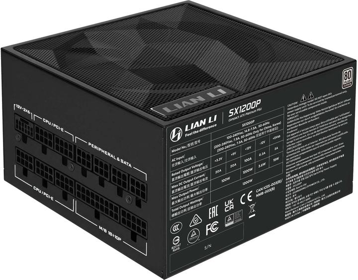 Productafbeelding Lian-Li SX Series 80 PLUS Platinum Netzteil, vollmodular, PCIe 5.1, ATX 3.1 - 1.200 Watt, schwarz (1200 W)
