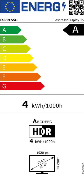 Label énergétique Espresso Displays ES15PMNSTND (1920 x 1080 pixels, 15.60")