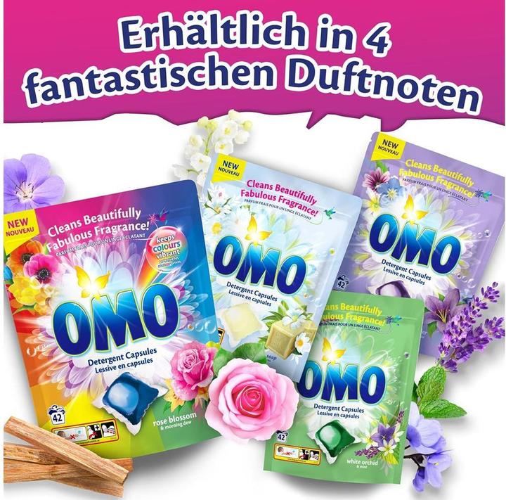 Productafbeelding OMO Laundry Detergent Capsules White Orchid & Mint (42 Wascycli, Peulen wassen)