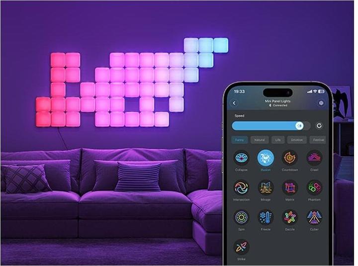Actual product image Govee Mini light panels RGBIC segment colours