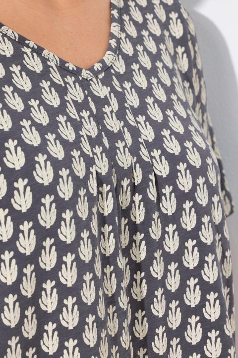 Produktbild Ulla Popken T-Shirt, A-Linie, V-Ausschnitt, Zierfalten, Halbarm (42, 44)