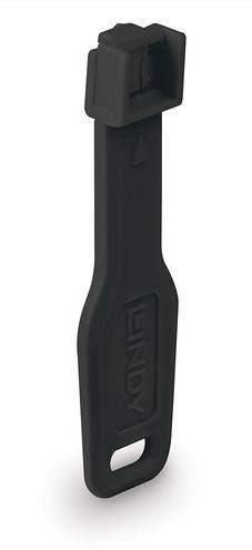 Produktbild Lindy RJ45 Port Schlösser SCHWARZ 10 Stck+ 1 Schlüssel (47891)