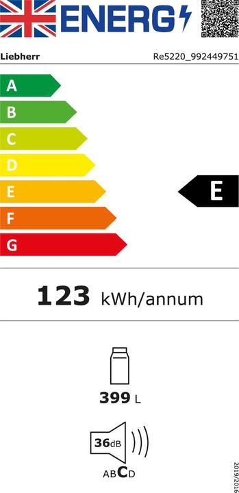 Energie-Label Liebherr Kühlschrank freistehend Plus Re 5220 Weiss (399 l)