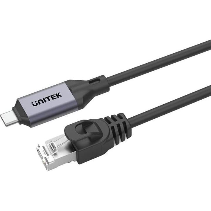 Unitek Cavo USB USB-C - RJ-45 2 m Czarno-srebrny (C18148AGY01-2M) (USB-C), Lettore di schede di memoria, Nero, Argento