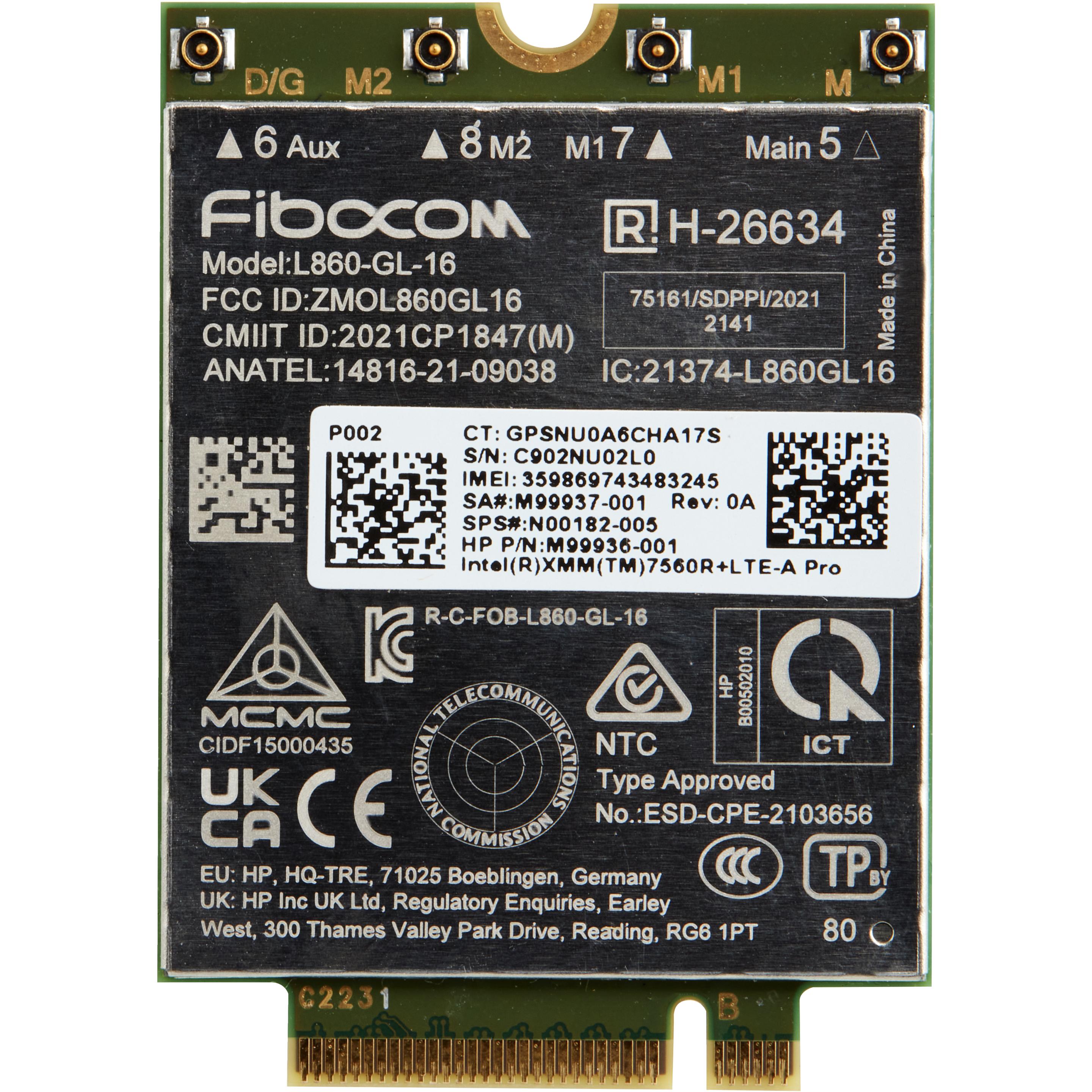 HP Lte-Ap Wwan (M.2 A Key), Netzwerkkarte, Schwarz
