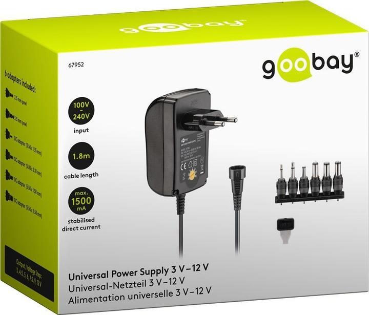 Actual product image Goobay 3 V 12 V universal power supply