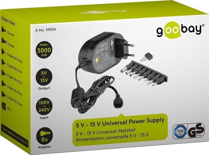 Produktbild Goobay 5 V 15 V Universal-Netzteil