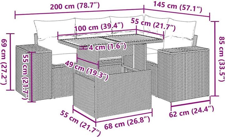 Image du produit vidaXL Ensemble salon de jardin 10 pièces avec coussins
