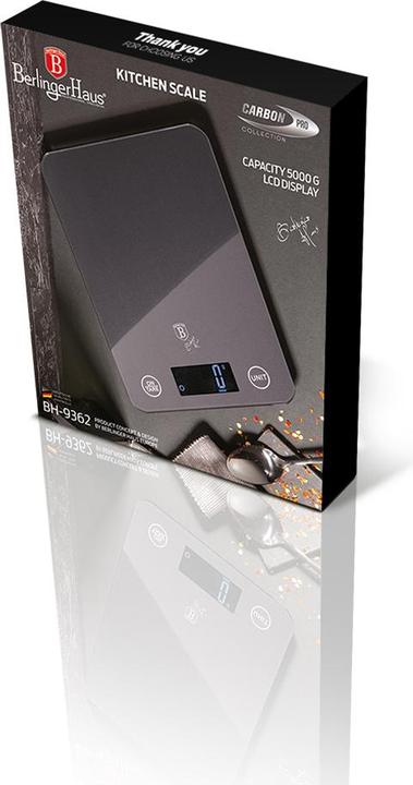 Produktbild BerlingerHaus Digitale Küchenwaage max. 5 kg Metallic Line Carbon Pro Edition