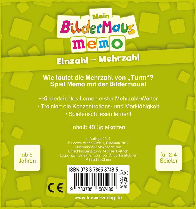 Produktbild Mein Bildermaus-Memo - Einzahl - Mehrzahl (Deutsch)