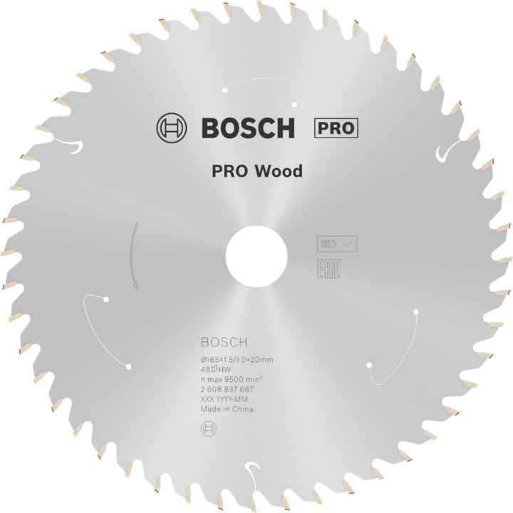 Actual product image Bosch Professional Zubehör PRO Wood cordless circular saw blade, 165 x 1.5 x 20 mm