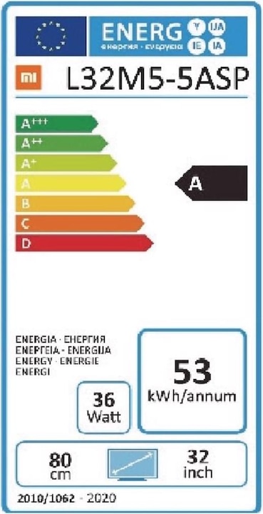 Label énergétique Xiaomi L32M55ASP (32", M5, LCD, HD)