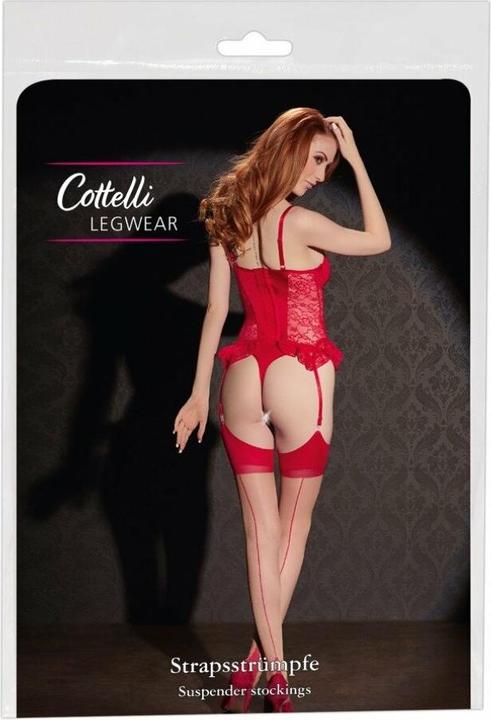 Productafbeelding Cottelli Collection Jarretelkousen met rode naad (XL)