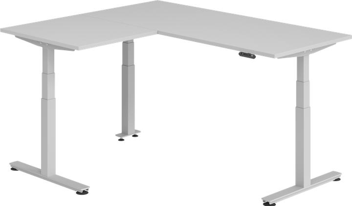 Immagine prodotto Hammerbacher Sitz-Steh-Winkeltisch 180x160cm Grau/Silber