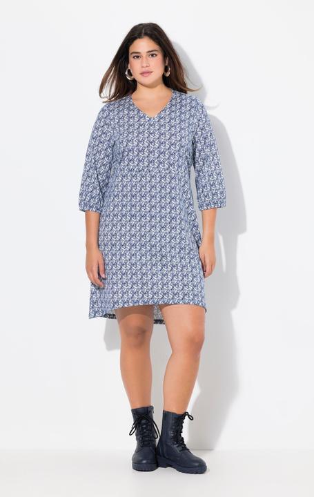 Actual product image Ulla Popken Floral Print 3/4 Sleeve Jersey Dress (54)
