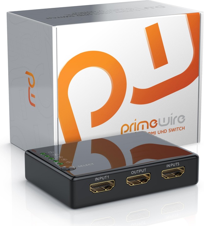 Produktbild Primewire HDMI Switch 4K Ultra HD 5 Port / Verteiler mit Fernbedienung, 4K, 3D, CEC, ARC