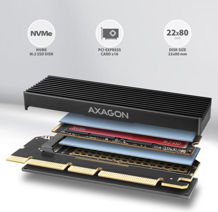 Actual product image Axagon PCEM2-XS adapter internal al.2 heatsink NVM