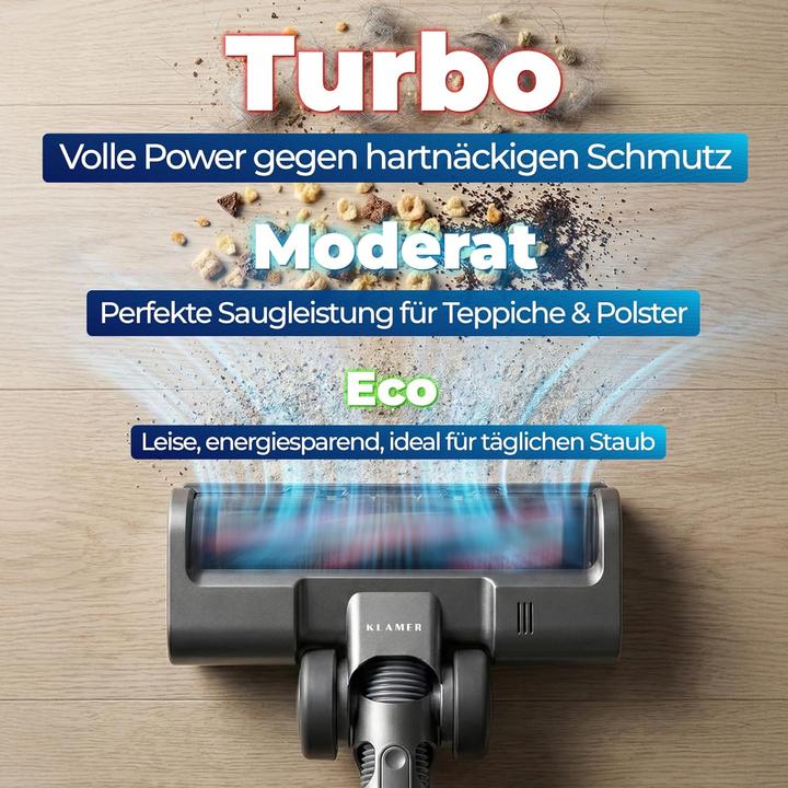 Produktbild KLAMER Akku Staubsauger, 2-in-1 Staubsauger kabellos & Handstaubsauger, Akkulaufzeit bis 60 min…